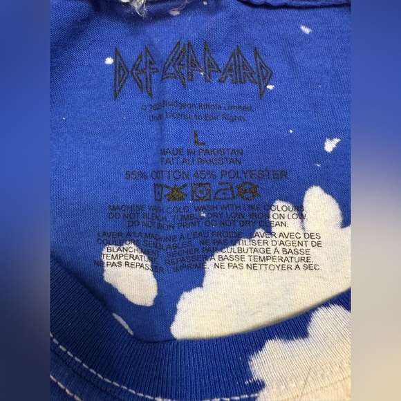 Def Leppard Love Bites Blue and White Tie-Dye Short Sleeve Graphic Tee Unisex L - Picture 4 of 5